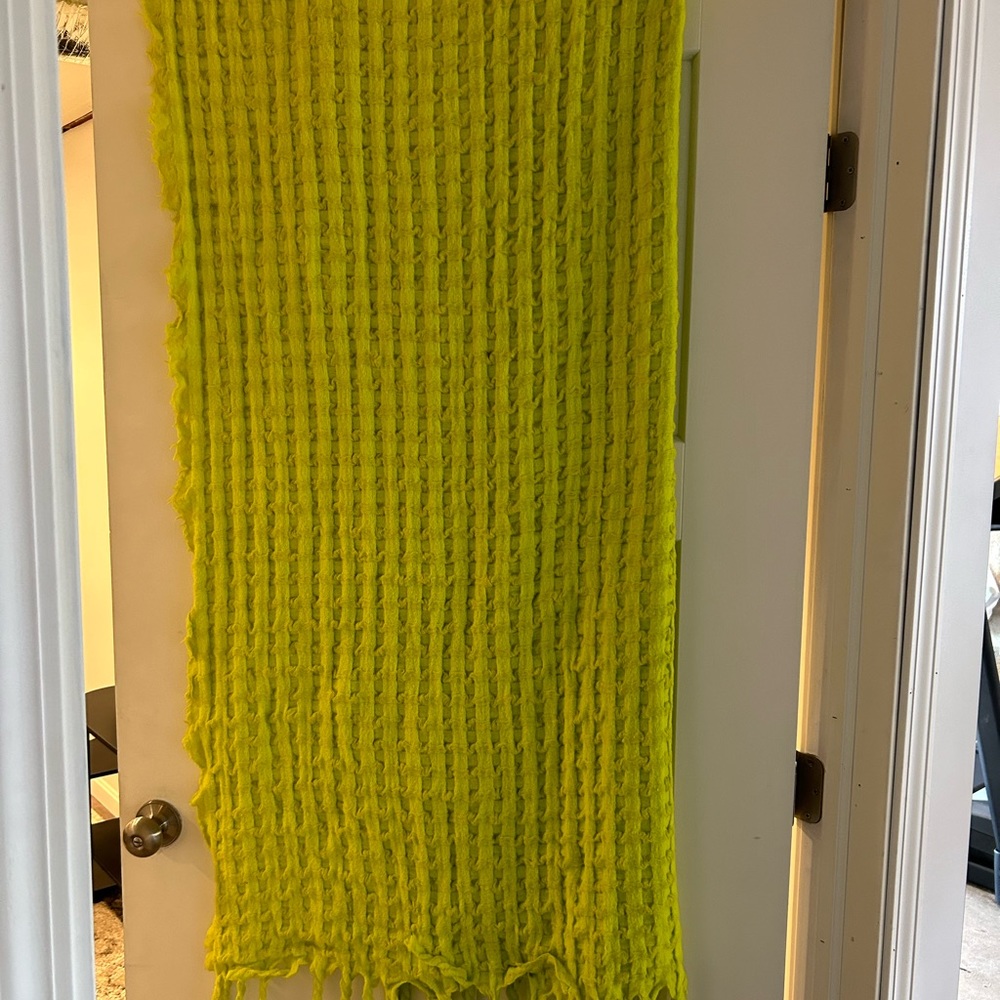 Anthropologie tasseled Lucille Throw Blanket 50” X 70” Citrine Yellow Rare.